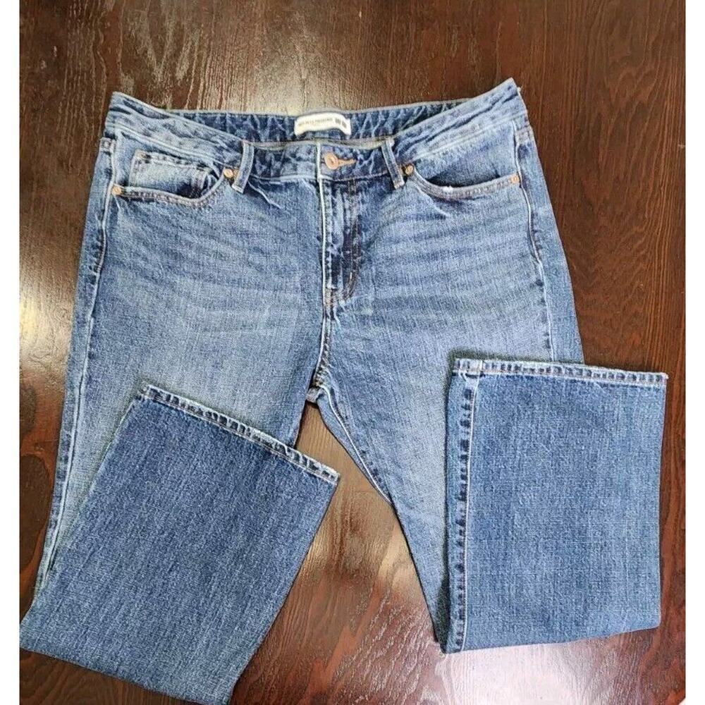 Ines De La Fressange Uniqlo Straight Jeans Slim Flare Mid Rise Blue Sz 32‎
